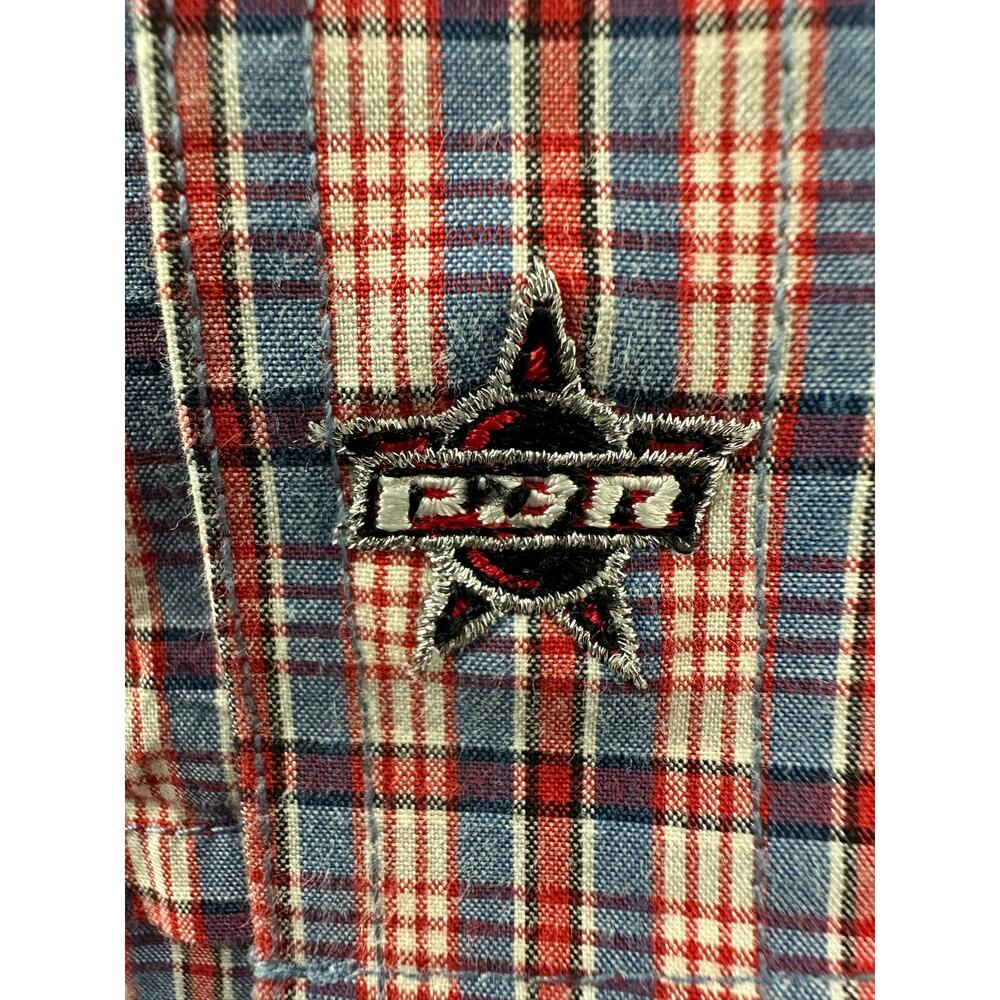 Wrangler PBR Men XL Red Plaid Western Shirt Professional Bull Riders Logo - Picture 6 of 9